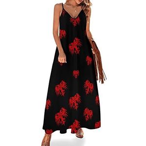 Albanese adelaar dames sling maxi-jurken V-hals casual mouwloze verstelbare riem sexy lange jurk