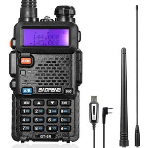 BAOFENG GT-5R Walkie Talkie, Dual Band radio voor UHF VHF 144-146/430-440MHz, met geheugen voor 128 kanalen, 1800 mAh batterij, programmeerkabel, hoofdtelefoon voor volwassenen, wordt ondersteund door