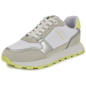 Nine West Dames Kalah Sneaker, licht grijs/neon geel Multi 050, 2 UK, Lichtgrijs Neon Geel Multi 050, 35 EU