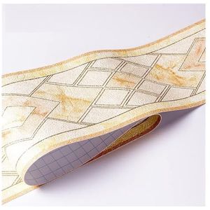 Behangranden zelfklevend, Zelfklevende plintrandsticker PVC waterdicht hout marmer veelkleurig 10 cm x 5 m(22)