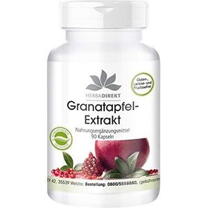 Granaatappelextract 500mg - hoge dosering - met 40% ellaginezuren - veganistisch - 90 capsules | HERBADIREKT by Warnke Vitalstoffe - Duitse apothekerskwalitei