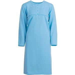 Romesa Thermo nachthemd voor dames, lange mouwen, opgeruwd, herfst, winter, munt, XL