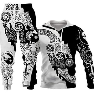 LEXAHO Unisex 3D Wolf Print Hoodie Heren Joggingpak Uniseks Sweatshirts Hoody + Broek Sets S-6XL, hoodie10, XL