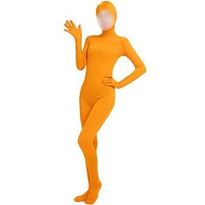 lucky baby store Zentai-kostuum voor meisjes, dames, volledig lichaam met open gezicht, spandex, unitard-masker, Oranje, XS