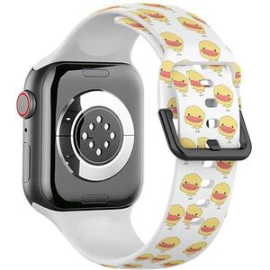 Sport zachte band compatibel met Apple Watch 38/40/41mm (schattige gele eend) siliconen armband band accessoire voor iWatch