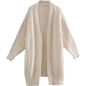 Vrouwen Twisted Knit Cardigan Casual Losse Overlay Jas Lange Mouw Trui, BG, Eén Maat