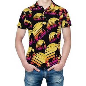 Bigfoot Cheetah Sunset Retro heren shirt met korte mouwen golfshirts regular fit tennis T-shirt casual business tops