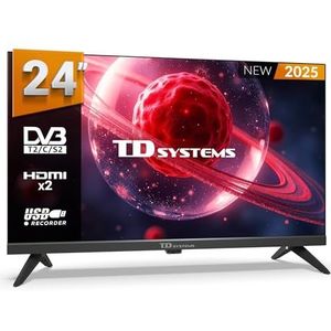 TD Systems – 24-inch televisie zonder Smart TV, TDT 2025, televisies met 2 jaar garantie, 2x HDMI, USB-speler en -recorder – PRIME24K21H