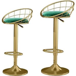 Bar Paar barkrukken, moderne 360° draaibare liftbarstoelen met rugleuning en voetsteun for keukenontbijtbalie thuis Krukken (Size : Green)
