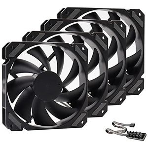 120 mm ventilator zwart PWM 4PIN 12V DC Case fans for processor Koeler waterkoeling computer chassis stille high air volume ventilador (Blade Color : 4 Fans with Hub)