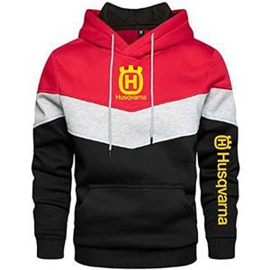 Pullover Hoodies Voor Mannen - H.u.s.q.v.a.r.n.a Bedrukte Sweatshirt Unisex Splicing Hoody Lange Mouw Pull Over Hooded Sweater Tops - Tiener Cadeau-B||XL