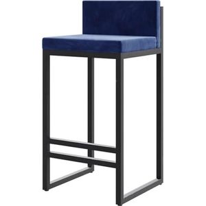 Barkrukken Barstoelen, Fluwelen Barkrukken Zwart Ijzeren Barstoel Hoge Kruk Voor Restaurants Eetkamerstoel Keukenstoelen(Blue,55cm/21.7"")