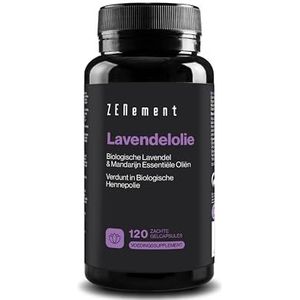 Lavendelolie - Met Biologische Essentiële Oliën van Lavendel, Mandarijn en Biologische Hennepolie, Vitamine E - 120 Softgels, Geavanceerde Formule voor Ontspanning - Zenement