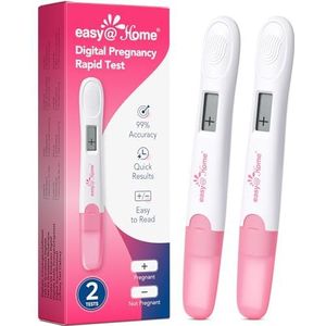 Easy@Home 2 Digitale Zwangerschapstest: hCG-test voor vroege detectie, gevoelige zwangerschapsvoorspeller 25 mIU/mL