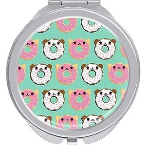 Donut Panda Compact Kleine Reizen Make-up Spiegel Draagbare Dubbelzijdige Pocket Spiegels voor Handtas Purse