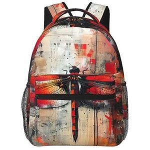 OdDdot Abstracte Rode Dragonfly Print Canvas Rugzak Lichtgewicht Reizen Dagrugzak Laptop Rugzak Voor Mannen Vrouwen, Zwart, Eén maat