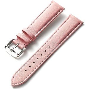 EDVENA Horloge lederen band mannen en vrouwen zakelijke band rood bruin blauw 14mm 16mm 18mm 20mm 22mm 24mm lederen horloge accessoires (Color : Pink, Size : 18mm)