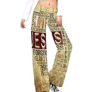 Religieuze woorden over grunge yogabroek voor vrouwen casual broek lounge broek trainingspak met trekkoord L