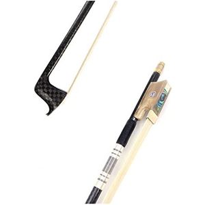 Elastische Vioolboog 1 Stks Professionele Zwarte Plaid Grid Carbon Stick 4/4 Strijkstok Fiddle Bow Wit Paardenhaar Paardestaart; vioolboog (Color : WH_4-4)