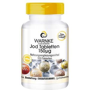 Jodiumtabletten - 150µg jodium per tablet - hoge dosering & veganistisch - van kaliumjodide - 100 tabletten | Warnke Vitalstoffe - Duitse apothekerskwalitei