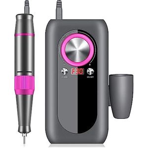 Elektrische nagelboor, Oplaadbare 35000 RPM nagelboorinstallatie HD LCD-scherm, Nail Master Nail Art, draagbare nagelboorfreesmachine, slijpkopset Gemakkelijk te gebruiken, voor acryl- en gellak (Col