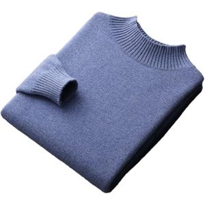 Dvbfufv Heren kasjmier trui heren halve coltrui casual mode verdikking pullover tops heren losse gebreide jas, Blauw, L