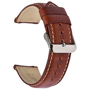 Olie gelooid leer 22mm 20mm 18mm horlogeband Quick release horlogeband band bruin compatibel met mannen vrouwen compatibel met fossiel (Color : Light brown-S, Size : 18mm)