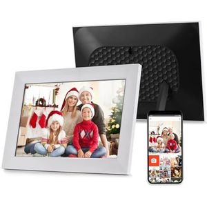 10,1 Inch WiFi Digitale Fotolijst Ingebouwde 16 GB Geheugen Slimme Digitale Fotolijst LCD-aanraakscherm Automatische Rotatie APP-deling Multifunctioneel(White)