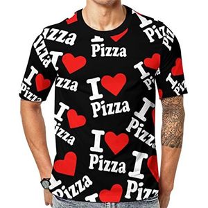 I LOVE PIZZA Heren Crew T-shirts Korte Mouw Tee Casual Atletische Zomer Tops