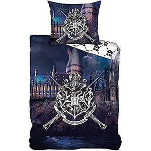 Harry Potter omkeerbaar beddengoed Magic Wands 135 x 200 + 80 x 80 cm 100% katoen renforcé-Linon-kwaliteit Slytherin Gryffindor Hufflepuff Ravenclaw Hogwarts met ritssluiting, Duitse maat 924