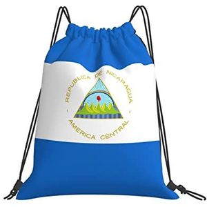 351 Rugzak met trekkoord 42 x 36 cm, Nicaragua vlag gepersonaliseerde tas met trekkoord grote reizen schooltas opvouwbare string tas, voor sportschool, wandelen, mannen, Tas met trekkoord 1492,