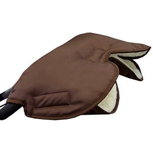 Bambiniwelt Mof, handwarmer, handschoen voor kinderwagen en buggy, met lamswol voor warme handen, universele maat, effen (bruin)