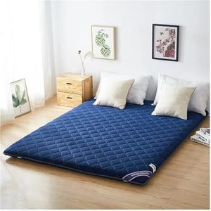 Kingsize Matrastopper, Gebreide Katoenen Verdikte Matras, Studentenslaapzaalmatras, Enkele En Dubbele Matras, Slaapkamer Tatami Vloermat, Vloer Futonmatras, Draagbare Campingmatras (Color : Blue, Si