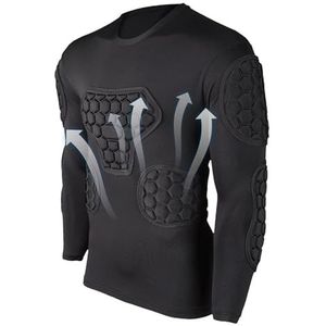 Voetbal Gewatteerd Shirt, Duurzaam Zwart Voetbalpak Met Lange Mouwen, Comfortabel Voetbal Gewatteerd Shirt Voor Voetbal, Basketbal, Paintball, Volwassenen En Kinderen