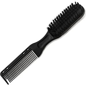 DieffematicSZ kam Black Doublesided Brush Nylon Beard Comb Family Shaving Carving Cleaning Brush