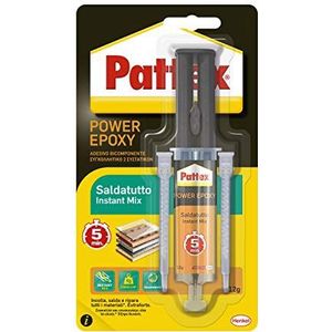 Pattex Power Epoxy Alleslijm Mix 5 minuten, sterke tweecomponentenepoxylijm met hoge eindhouding, universele lijm voor bijna elk materiaal, 1 x 12 g