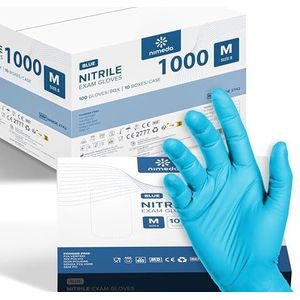 Kemes Nitril handschoenen, wegwerphandschoenen, latexvrij, poedervrij, nitril, maat M, 1000 stuks, lichtblauw