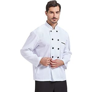 Nanxson heren koksjas dames koksjas lange mouw korte mouw kokskleding met knopen