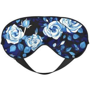 Blauwe Bloem Patroon Rozen Print Comfortabele Oogmasker Ademend Verstelbare Mannen Vrouwen Lichtgewicht Reizen Yoga Werk