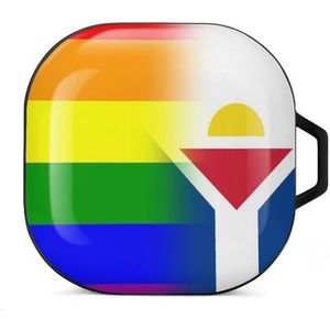 LGBT Pride French Saint Martin Flag Oordopjes Hoesje Compatibel met Samsung Hard Shell Beschermhoes Zwart-Stijl