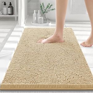 Homaxy - Antislip Badmat - Beige - Zachte Chenille Microvezel - 40 x 60 cm