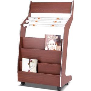 Tijdschriftenrek, Houten tijdschriftenrek vloerstandaard for kranten, boeken en displays voor boeken, brochures, tijdschriften, kranten, strips