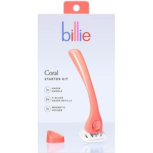 Billie Dames Razor Kit - Handvat +2 x 5-Blade Vullingen + Magnetische Houder - Koraal