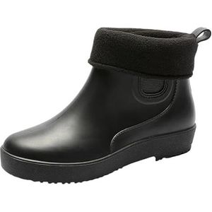 Tuinschoenen for dames, waterdichte regenlaarzen for dames - comfortabel interieur, brede kuitlaarzen for dames - gemakkelijk aan en uit te trekken(Thickened black_38)