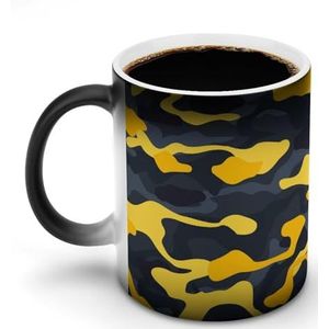 Gele Camouflage past Magische Warmte veranderende Mok Ceramische Kop Koffie Mokken Warmtegevoelige Grappige Gift