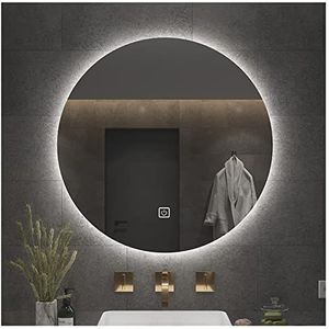 Ronde spiegel met verlichting 50cm/60cm/70cm, badkamer LED ronde spiegel, verlichte verlichte verlichte cirkel spiegel touch schakelaar kleurverandering, geschikt voor badkamers, slaapkamers, hotels,