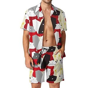 Merry Christmas wilde teddybeer Hawaiiaanse sets voor mannen button down korte mouw trainingspak strand outfits XL