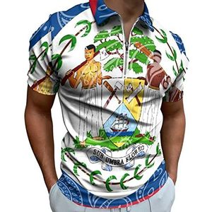 Paisley En Belize Vlag Half Zip-up Polo Shirts Voor Mannen Slim Fit Korte Mouw T-shirt Sneldrogende Golf Tops Tees 4XL