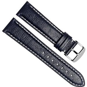 dayeer Echt lederen horlogeband voor horloge Ticwatch 2 horlogebanden 20 mm Quick release horlogeband met pinnen (Color : Blue white line, Size : 20mm)