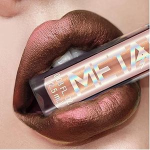 INTEROOKIE Metallic vloeibare lippenstift lipkleur non-stick cup lipglazuur kleur make-up, parel schoonheid make-up (GLANZENDE AFWERKING)